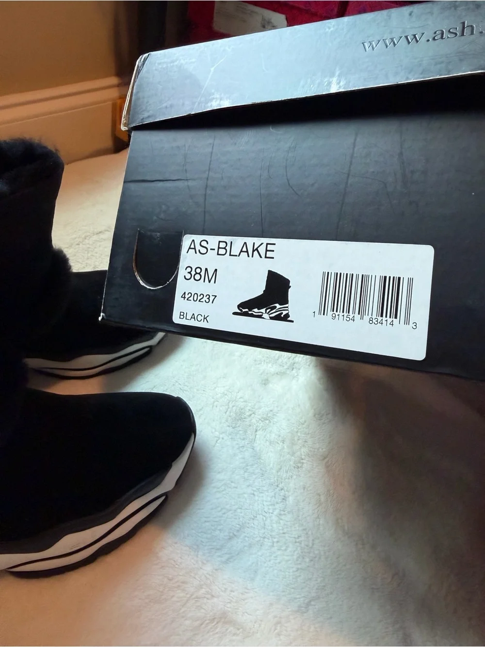 ASH Women’s Black Shearlings High Top Sneaker Booties